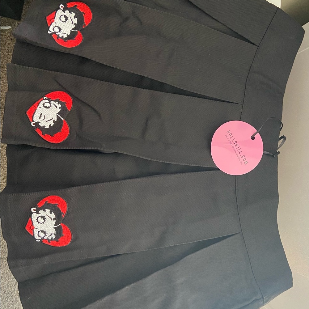 Dolls Kill Black Skirt with Red Embroidered Accents